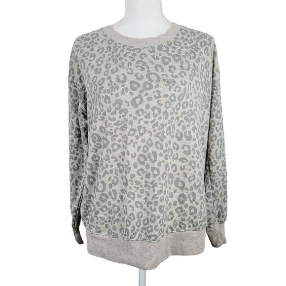 Splendid Sz Small Leopard Shirt Tan Gray Sweatshirt Look Casual Everyday Wear - Picture 1 of 6